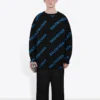 Genser med rund hals og logo over hele «Black Blue» 625970T31781165