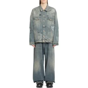 Graffiti-Denim-jakke «Light Blue» 721708TOW664036