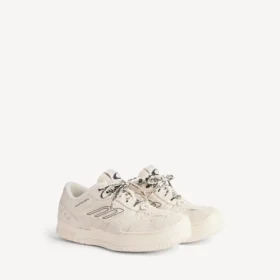 Hamptons-plattformsneaker i semsket skinn for kvinner i beige/svart