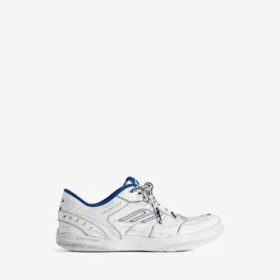 Hamptons-sneakers for menn i slitt look, i hvitt/mørkeblått/grått