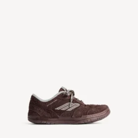 Hamptons-sneakers i semsket skinn for menn i mørkebrunt/grått