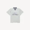 Herre 3b fotball-T-skjorte med V-hals, oversized, i grått/hvitt