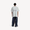 Herre 3b fotball-T-skjorte med V-hals, oversized, i grått/hvitt
