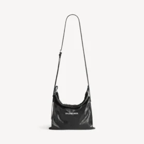 Herre-shopper med støvpose, crossbody-veske, medium, i svart