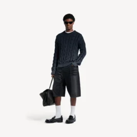 Herre-shorts i denim med presset finish i svart