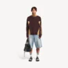 Herre-shorts i denim med presset passform i bleket lysblått