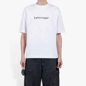 Herre-T-skjorte med Balenciaga-logo, myk og kortærmet, hvit 612966TIV549040 Herre-T-skjorte med Balenciaga-logo, myk og kortærmet, hvit 612966TIV549040