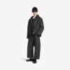 Herrejakke i denim med hette i rå indigo
