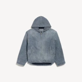 Herrejakke med hette i mørkeblå denim