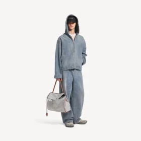 Herrejakke med hette i mørkeblå denim