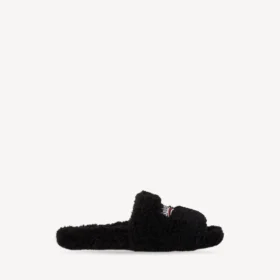 Herremules med pels i svart/hvitt/rødt