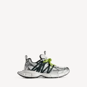 Herresneaker i størrelse 3XL med kryssende snøringer i grått/neongult