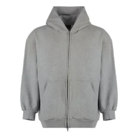 Hettegenser i slitt bomullsjersey med glidelås «Grey» 744454TOVV91241