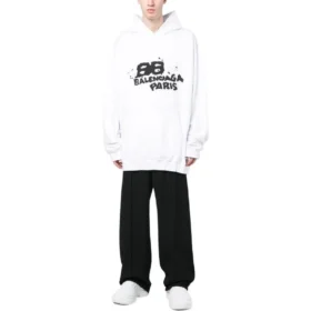Håndtegnet BB Icon-hettegenser i stor passform «White» 620973TNVQ19040