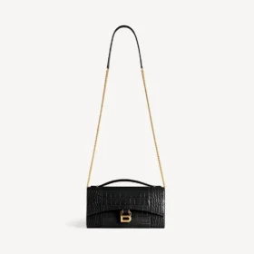 Hourglass-formet pochette for kvinner med kjede i svart