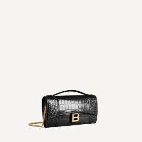 Hourglass-formet pochette for kvinner med kjede i svart