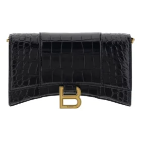 Hourglass-lommebok med kjede, krokodillepreget «Black» 6560501LRGM1000