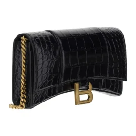 Hourglass-lommebok med kjede, krokodillepreget «Black» 6560501LRGM1000