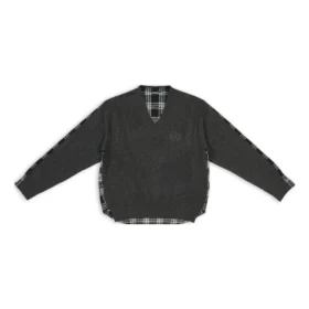 Hybrid-skjorte med V-hals «Anthracite Black White» 704271T41301163