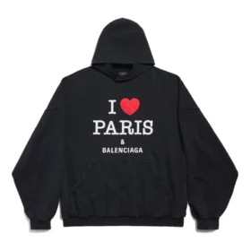 I Love Paris Balenciaga-hettegensere, stor passform «Black Faded» 803265TRVM61041 I Love Paris Balenciaga-hettegensere, stor passform «Black Faded» 803265TRVM61041