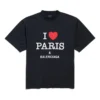 I Love Paris & Balenciaga T-skjorte, medium passform «Black Faded» 764235TRVU91041