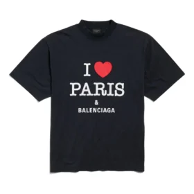I Love Paris & Balenciaga T-skjorte, medium passform «Black Faded» 764235TRVU91041 I Love Paris & Balenciaga T-skjorte, medium passform «Black Faded» 764235TRVU91041