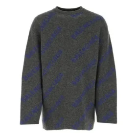 Intarsia-strikket genser med logo «Mørk grå» 623283T15671035
