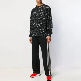 Jacquard-logo-genser med rund hals «Black» 555381T15241070