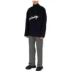 Jersey-genser med turtleneck og skriblet logo i børstet bomull «Navy» 625935T31828065