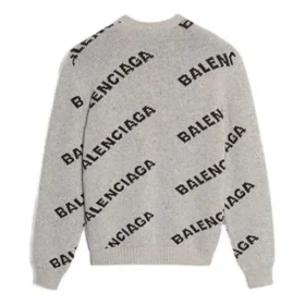 Joggebluse i ullblanding med logo over hele, rund hals «Grey Black» 555481T14711262