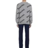 Joggebluse i ullblanding med logo over hele, rund hals «Grey Black» 555481T14711262