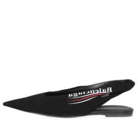 Knife Slingback Logo Print Casual Flats «Black» 500619W06001091