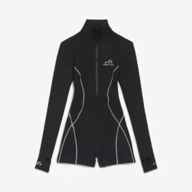 Kort langermet bodysuit for kvinner i svart