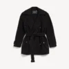 Kort trenchcoat i kokongmodell for damer i svart
