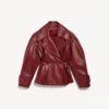 Kort trenchcoat med folder for damer i burgunder