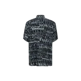 Kortærmet skjorte med blandet typografisk logotrykk «Black Grey» 556854TELF21269