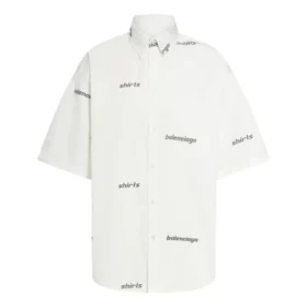 Kortærmet skjorte med logo overalt «White Black» 681702TOL659040
