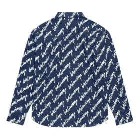 Kortærmet skjorte med Scribble-logo, stor passform «Midnight Blue» 662983TLLJ48502