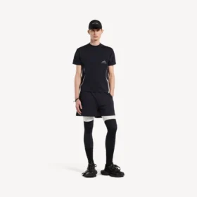 Kortærmet techwear-T-skjorte for menn i marineblå/hvit