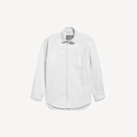Langermet denimskjorte for menn i hvitt