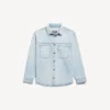 Langermet denimskjorte for menn i lyseblått