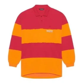 Langermet, oppkuttet pique-skjorte «Raspberry Fluo Orange» 657073TKVA56667