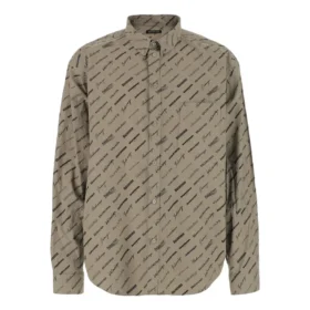 Langermet skjorte med logoer overalt «Beige» 662983TNLL19763