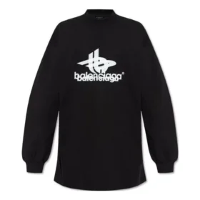 Langermet sports-T-skjorte i oversize-modell «Black White» 739027TPVF21070