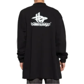 Langermet sports-T-skjorte i oversize-modell «Black White» 739027TPVF21070