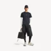 Langermet techwear-T-skjorte for menn i marineblå/hvit
