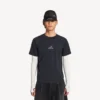 Langermet techwear-T-skjorte for menn i marineblå/hvit