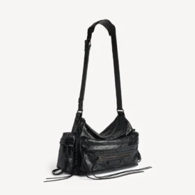 Le City-crossbodyveske for menn med flere lommer, medium, i svart