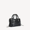 Le City-veske for kvinner, liten, med store nitter og rhinestones i svart