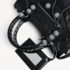 Le City-veske for kvinner, liten, med store nitter og rhinestones i svart